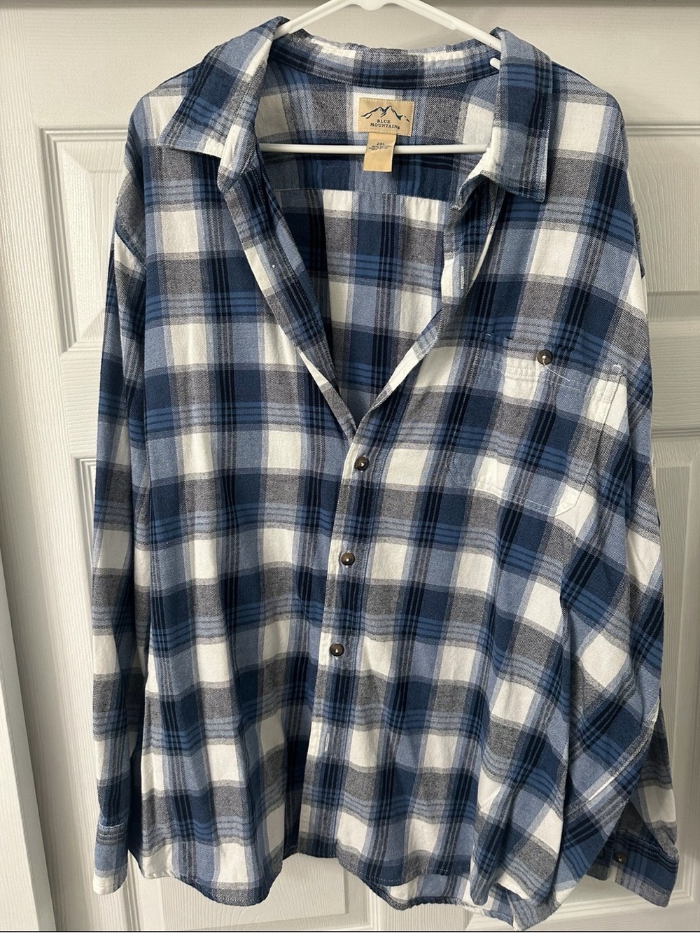 Men's Blue Plaid Casual Button-Down Shirt by Mountain Ridge